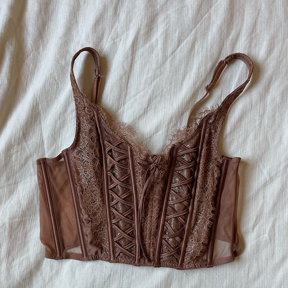 Victoria's Secret Lace Corset Bralette in Brown
